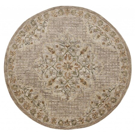 Palacedesigns 4 ft. Round Beige & Cream Distressed Medallion Area Rug PA3097039